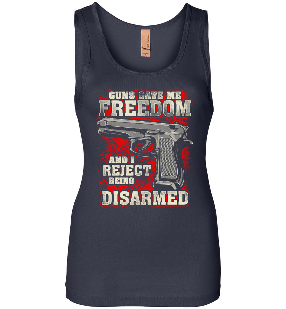Gun Gave Me Freedom and I Reject Being Disarmed - Women's Apparel - Navy Tank Top