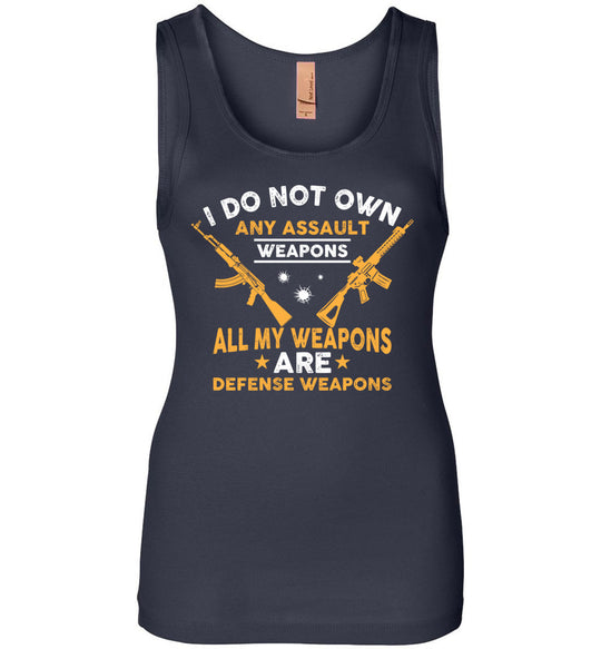 I Do Not Own Any Assault Weapons - 2nd Amendment Ladies Tank Top - Navy
