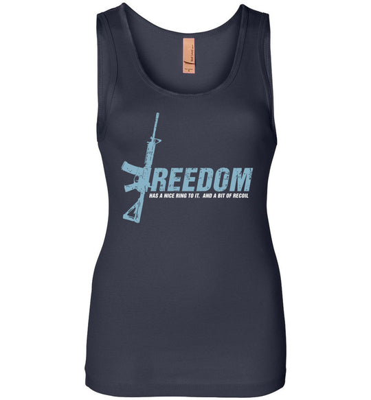 Freedom Has a Nice Ring to It. And a Bit of Recoil - Women's Pro Gun Clothing - Dark Blue Top Tank