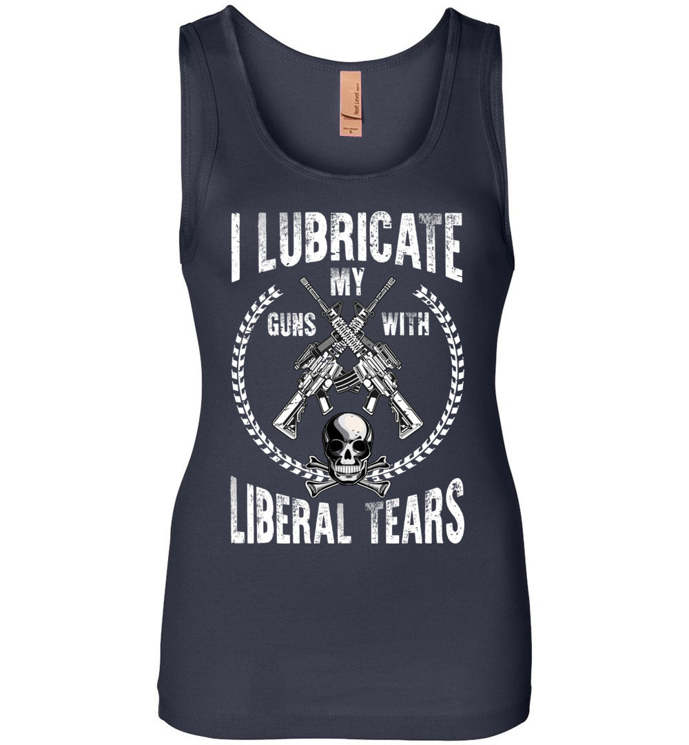 I Lubricate My Guns With Liberal Tears - Pro Gun Women's Apparel - Navy Tank Top