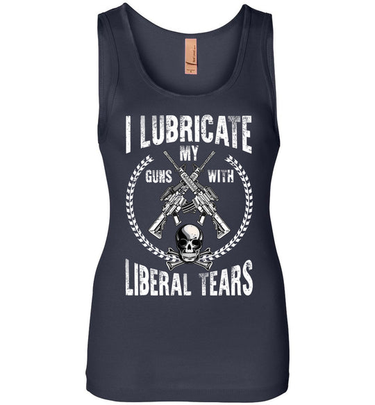 I Lubricate My Guns With Liberal Tears - Pro Gun Women's Apparel - Navy Tank Top