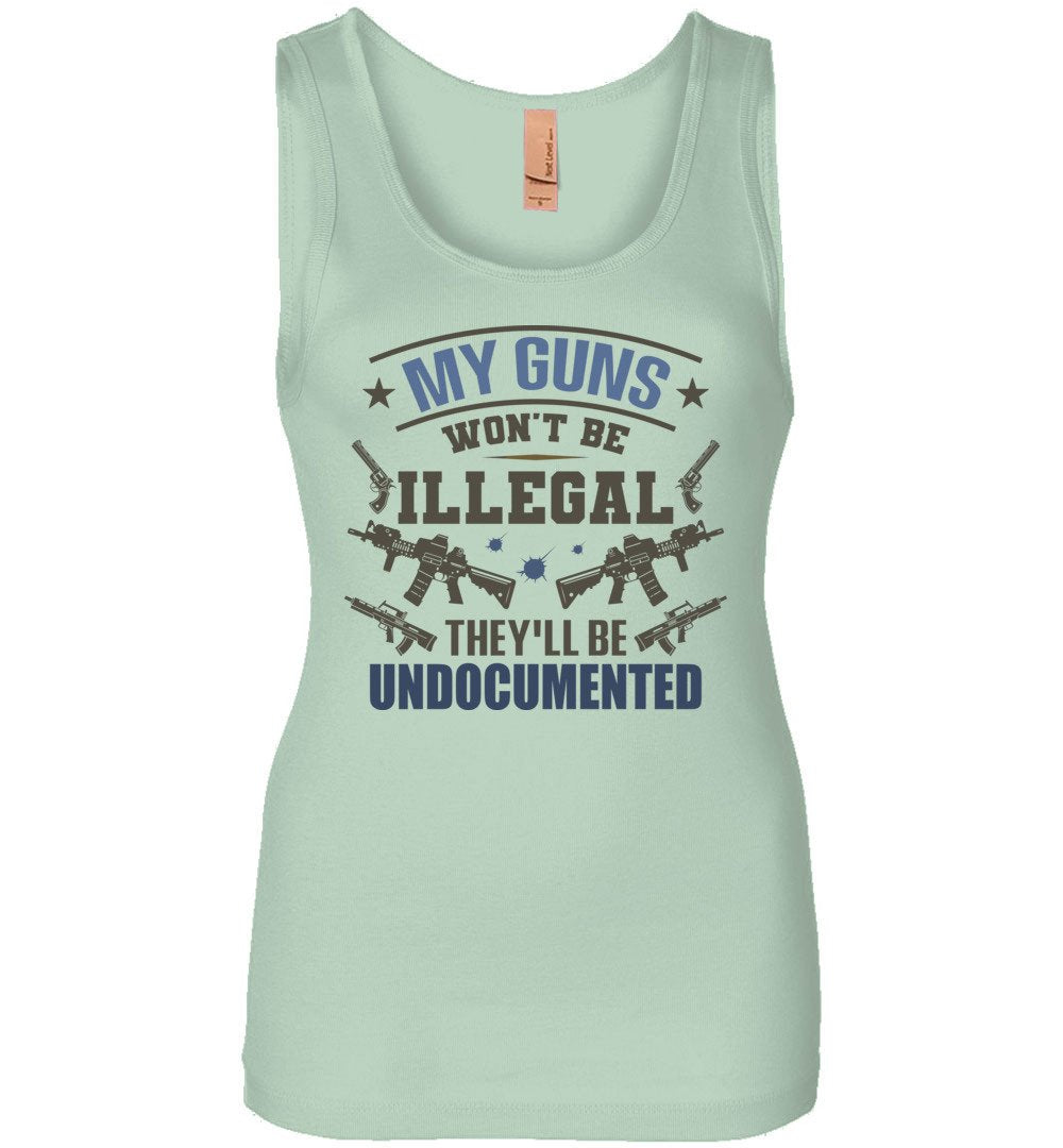 My Guns Won't Be Illegal They'll Be Undocumented - Women's Shooting Clothing - Mint Tank Top