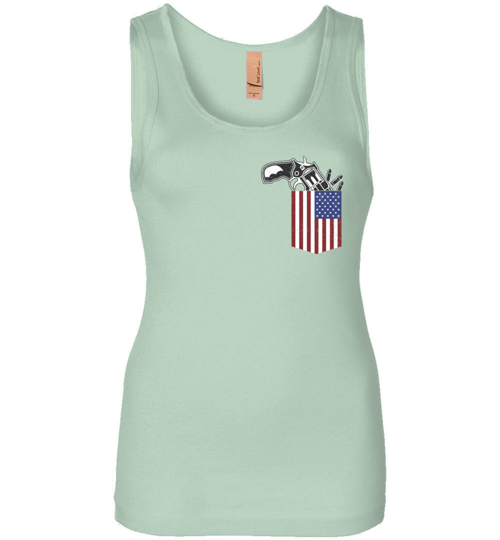 Gun in the Pocket, USA Flag-2nd Amendment Women's Tank Top-Mint