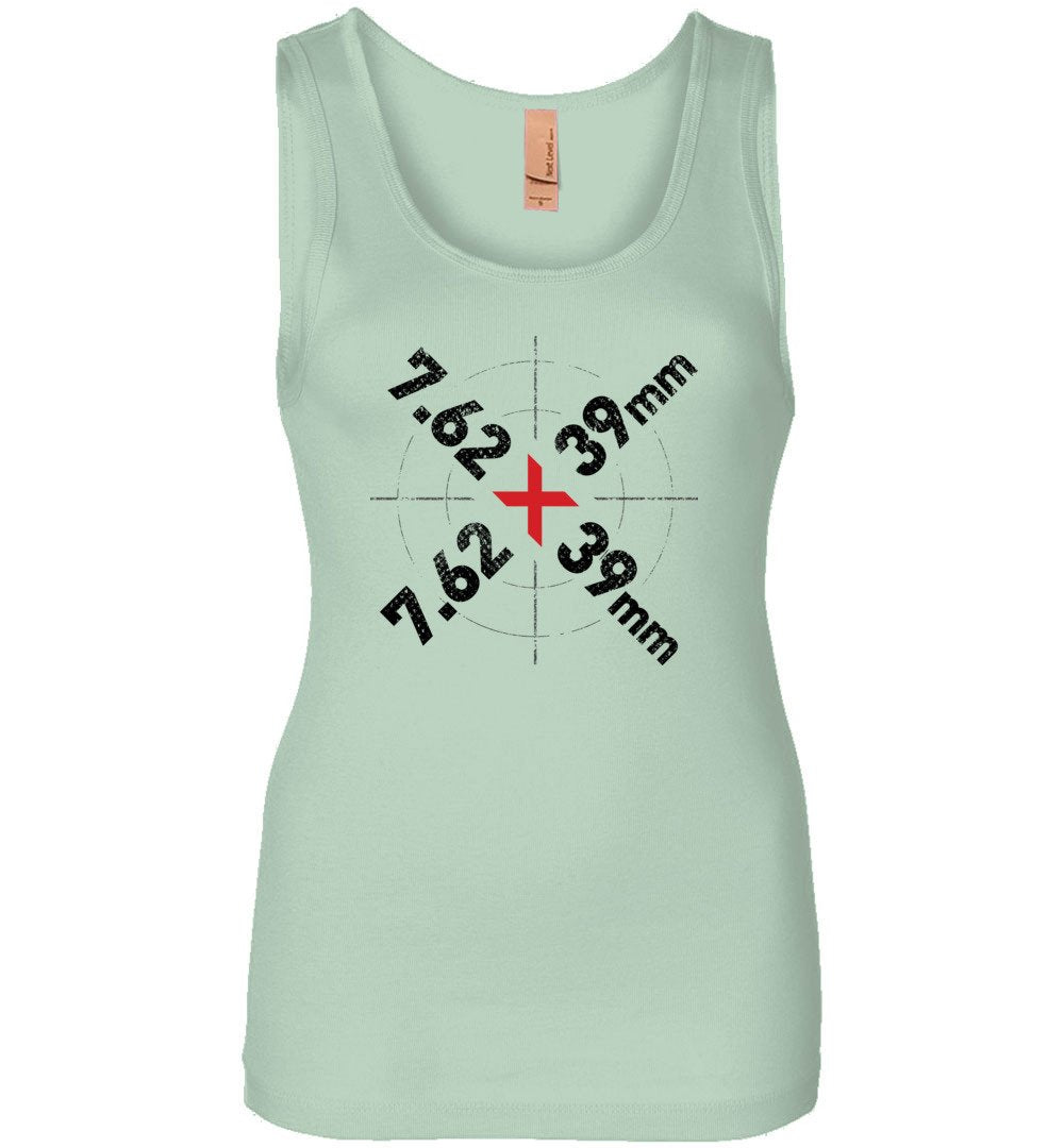 7.62 x 39mm Caliber Ammo AK-47 Tactical Gun Ladies Tank Top - Mint