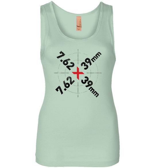 7.62 x 39mm Caliber Ammo AK-47 Tactical Gun Ladies Tank Top - Mint