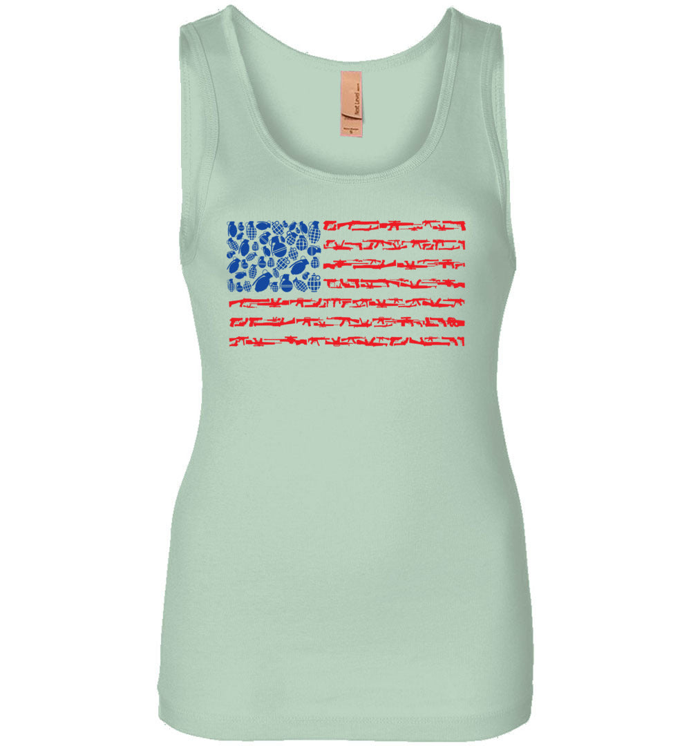American Flag Made of Guns 2nd Amendment Women’s Tank Top - Mint