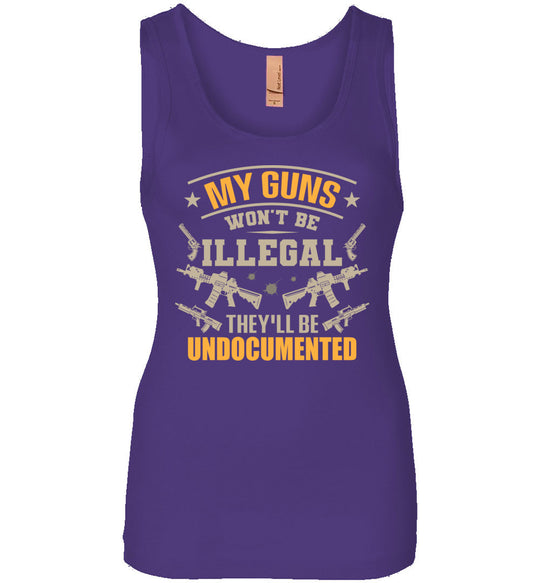 My Guns Won't Be Illegal They'll Be Undocumented - Women's Shooting Clothing - Purple Tank Top