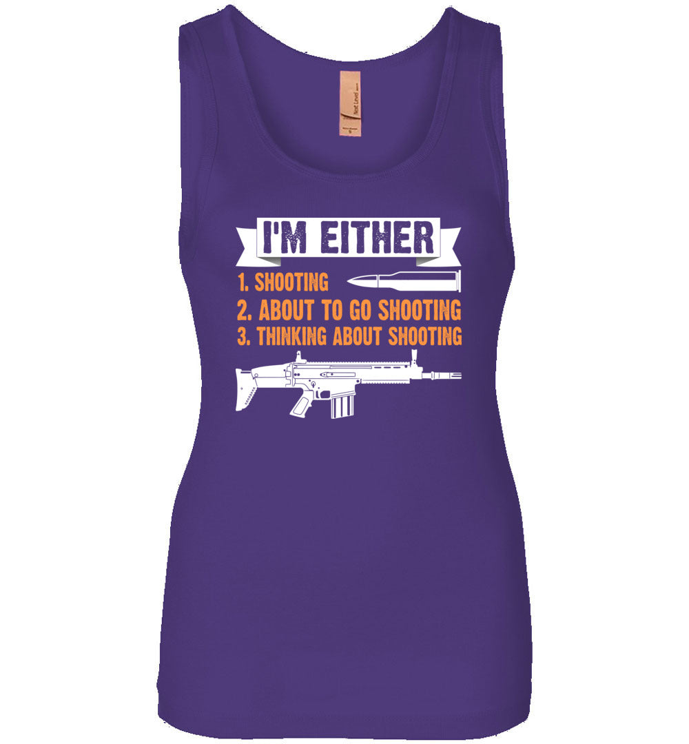 I'm Either Shooting, About to Go Shooting, Thinking About Shooting - Women's Pro Gun Apparel - Purple Tank Top