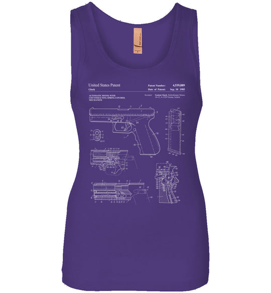 Glock Handgun Patent Pro Gun Women's Tank Top - Purple