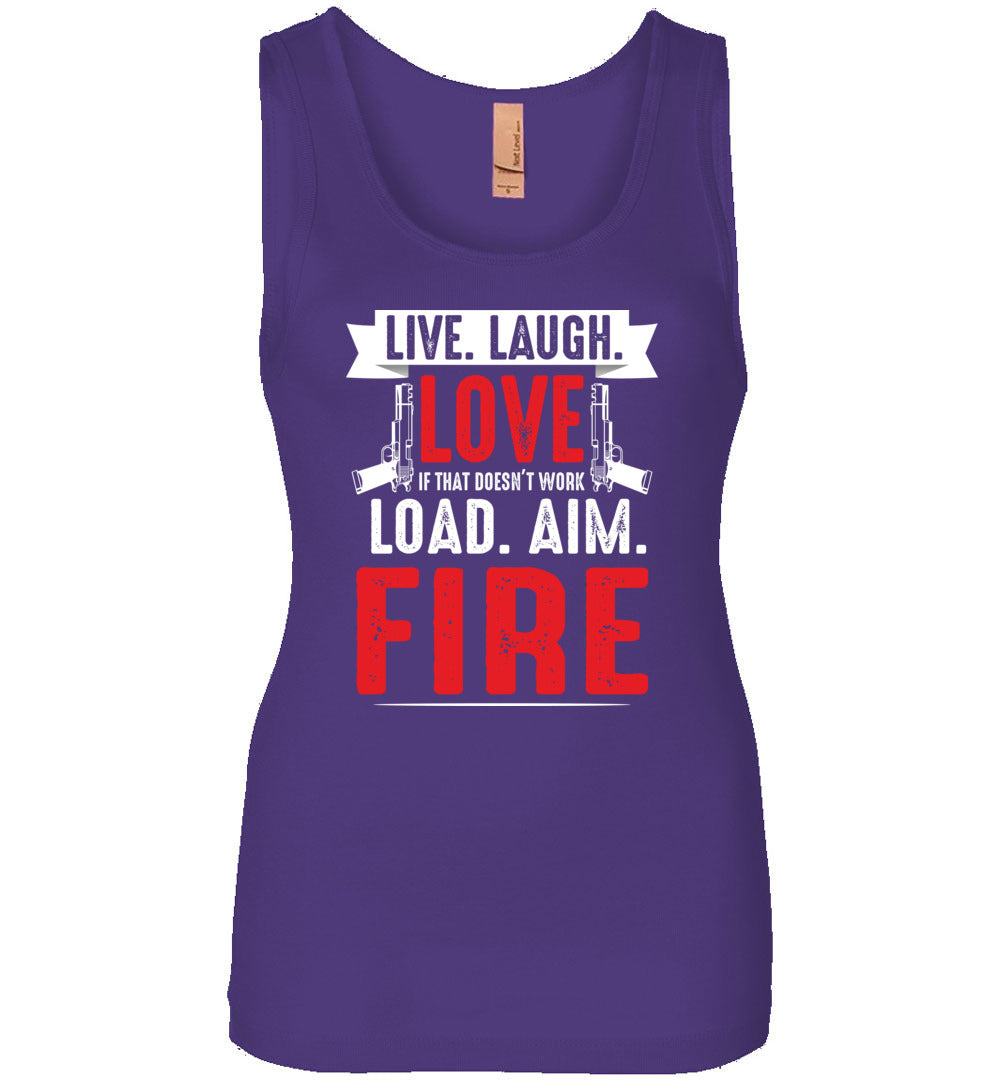 Live. Laugh. Love. If That Doesn't Work - Load. Aim. Fire - Pro Gun Women's Tank Top - Purple