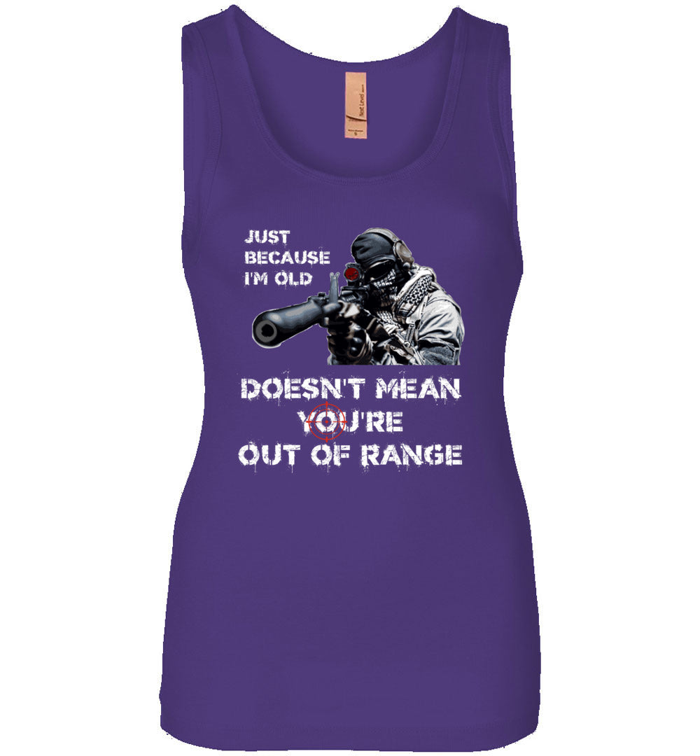 Just Because I'm Old Doesn't Mean You're Out of Range - Pro Gun Women's Tank Top - Purple