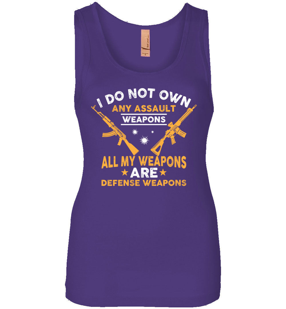 I Do Not Own Any Assault Weapons - 2nd Amendment Ladies Tank Top - Purple