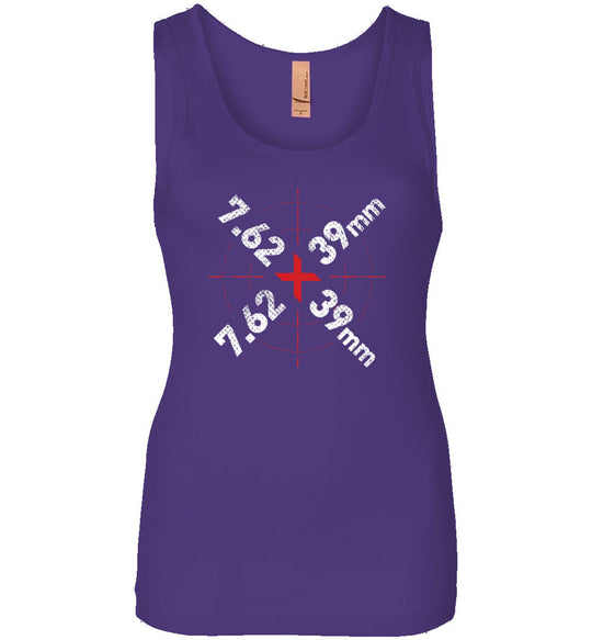 7.62 x 39mm Caliber Ammo AK-47 Tactical Gun Ladies Tank Top - Purple