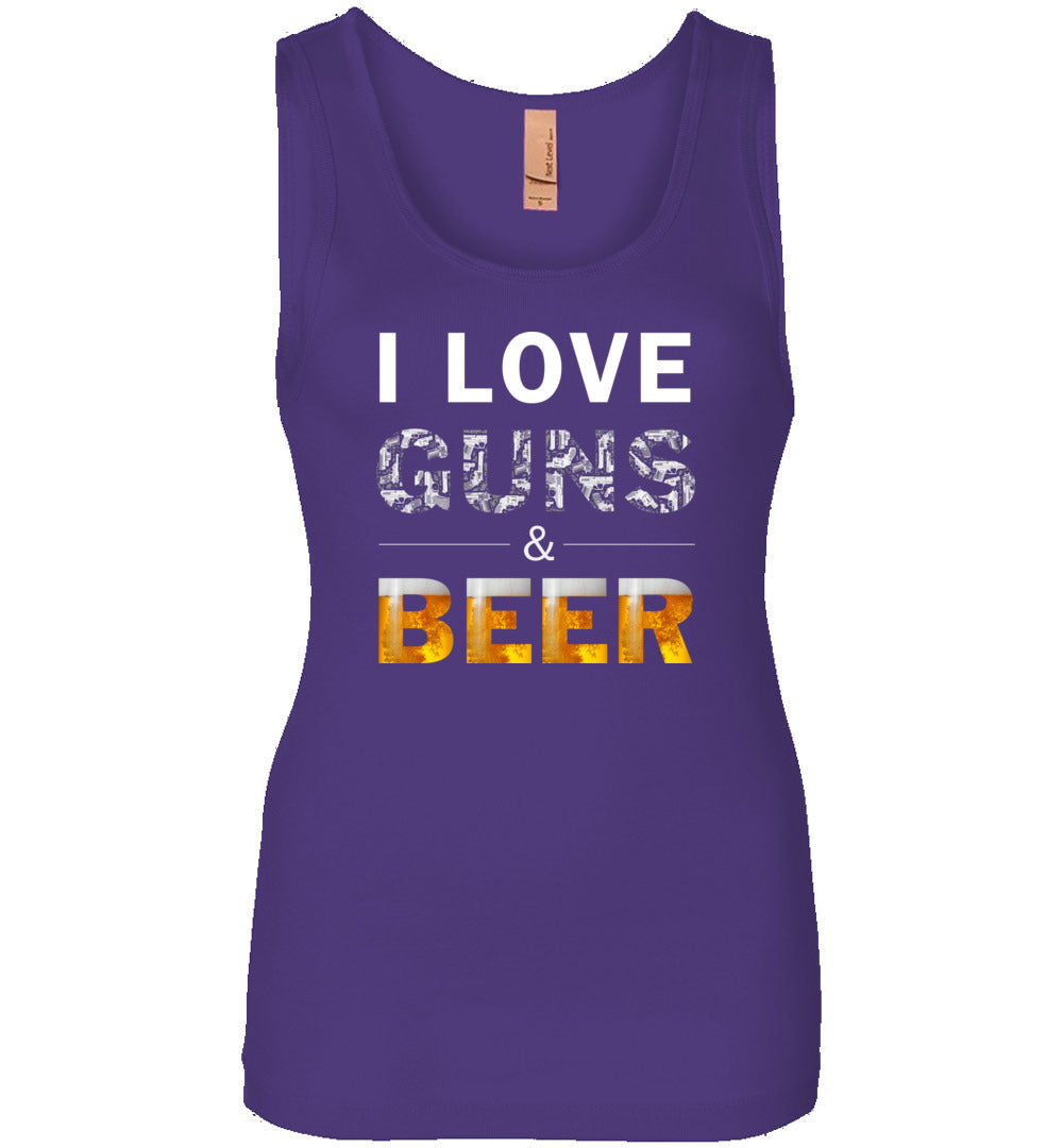 I Love Guns & Beer - Women's Pro Firearms Apparel - Purple Tank Top