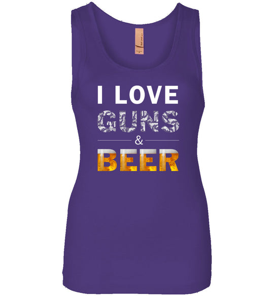 I Love Guns & Beer - Women's Pro Firearms Apparel - Purple Tank Top