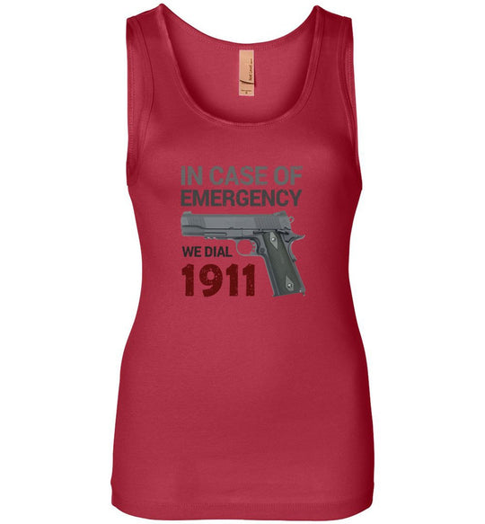 In Case of Emergency We Dial 1911 Pro Gun Women's Tank Top - Red
