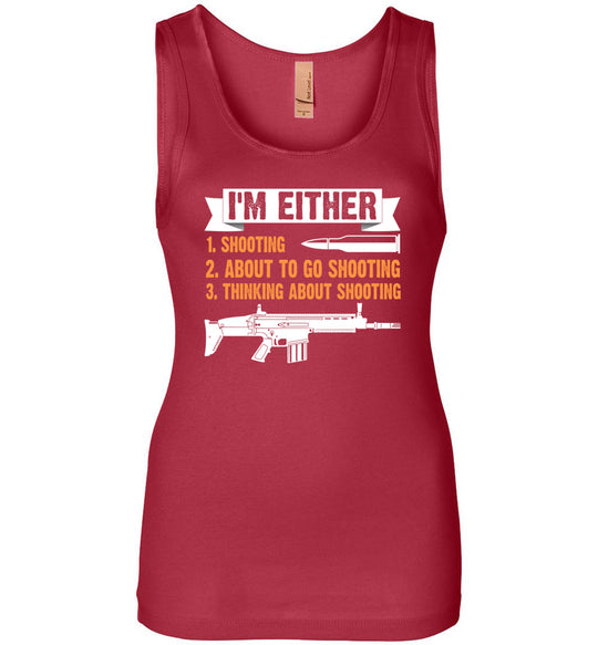 I'm Either Shooting, About to Go Shooting, Thinking About Shooting - Women's Pro Gun Apparel - Red Tank Top
