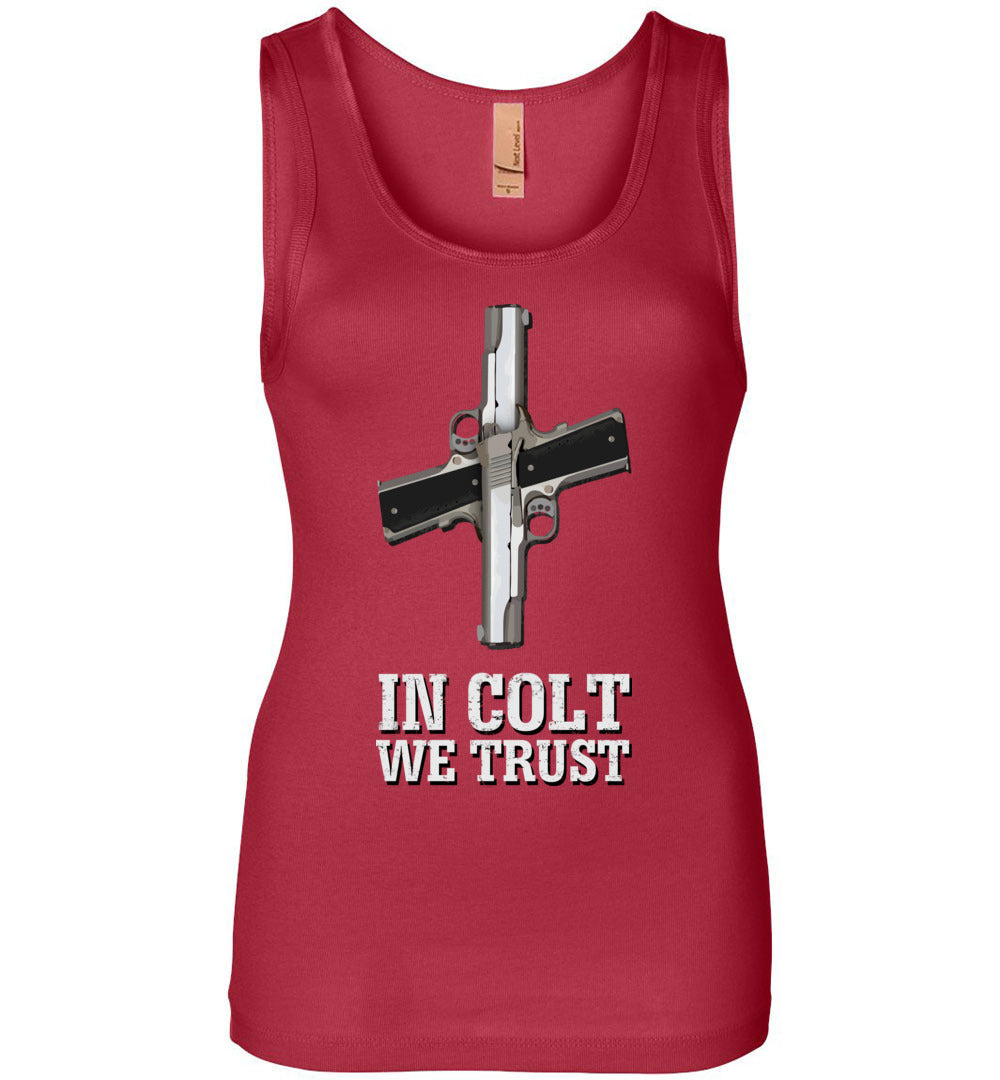 In Colt We Trust - Women's Pro Gun Clothing - Red Tank Top
