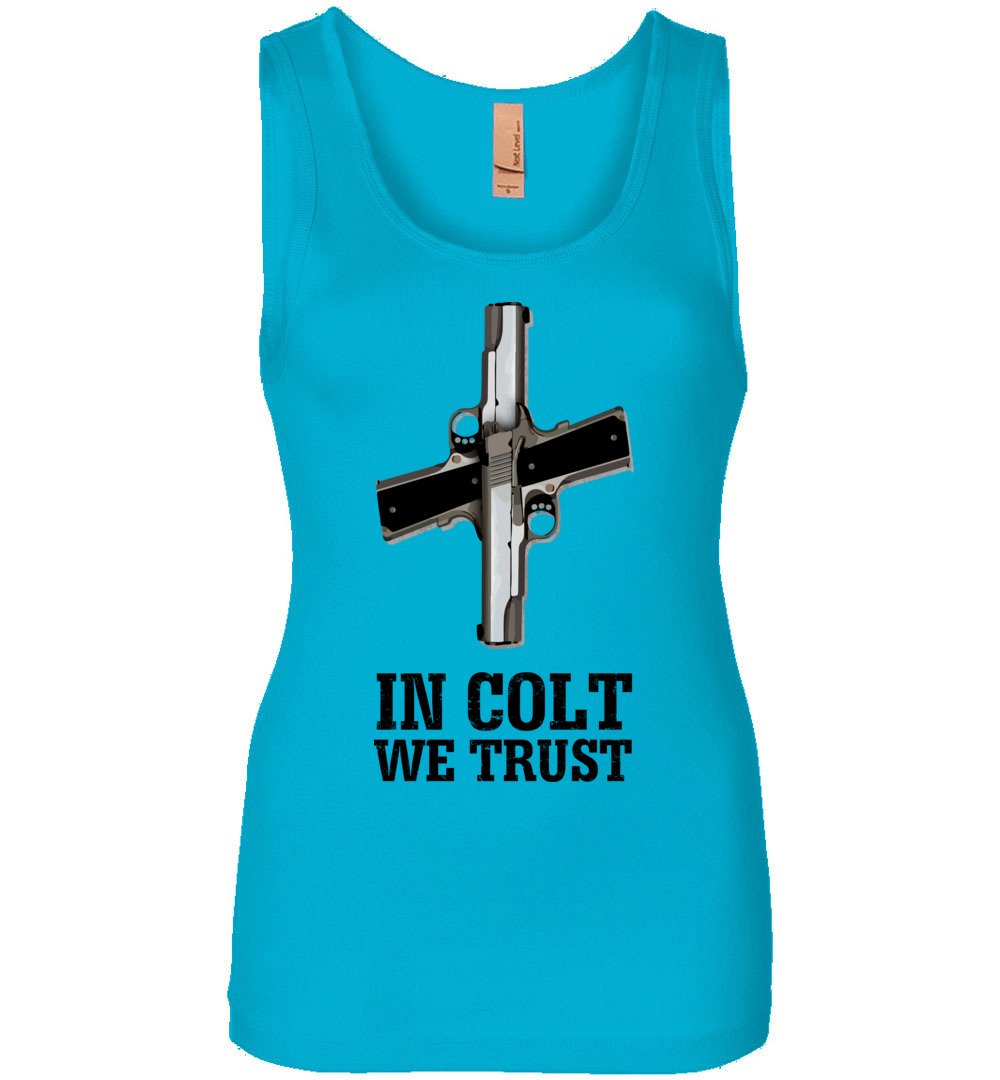 In Colt We Trust - Women's Pro Gun Clothing - Turquoise Tank Top