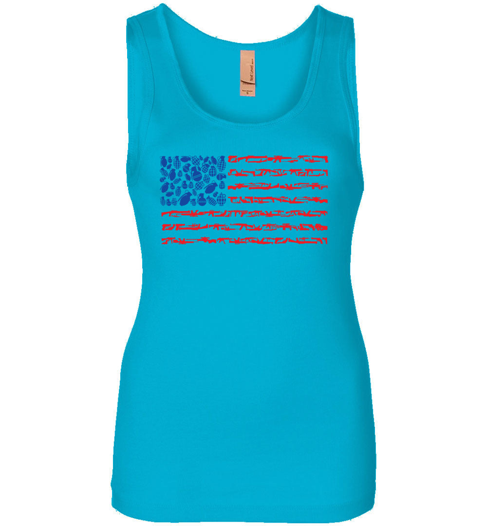 American Flag Made of Guns 2nd Amendment Women’s Tank Top -  Turquoise