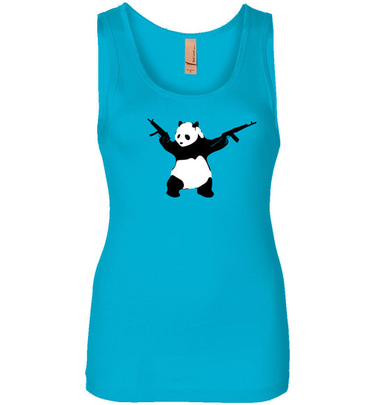 Banksy Style Panda with Guns - AK-47 Women's Tank Top - Turquoise
