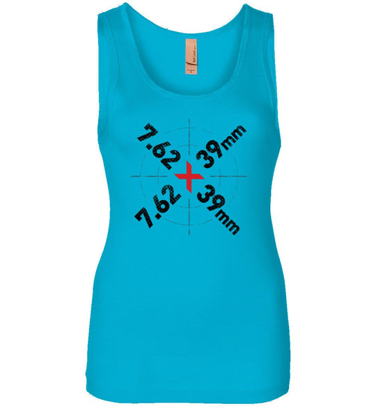 7.62 x 39mm Caliber Ammo AK-47 Tactical Gun Ladies Tank Top - Turquoise