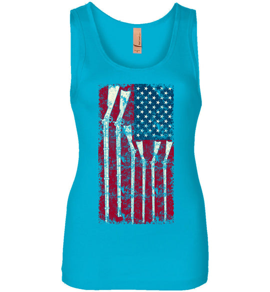 American Flag with Guns - 2nd Amendment Women's Tank Top - Turquoise