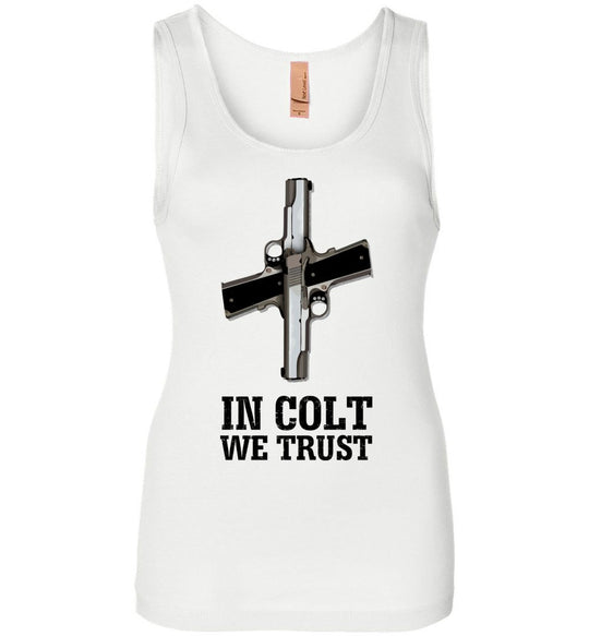 In Colt We Trust - Women's Pro Gun Clothing - White Tank Top