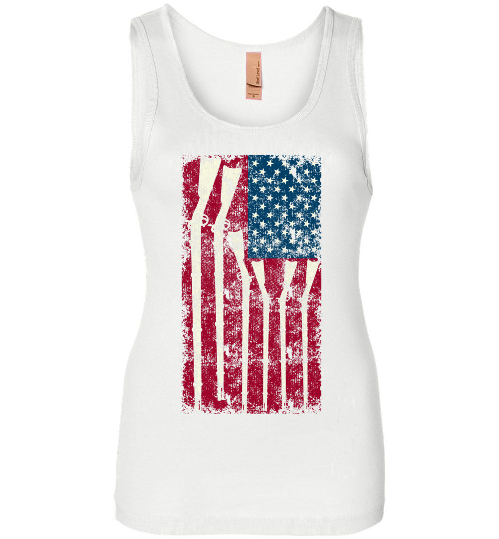 American Flag with Guns - 2nd Amendment Women's Tank Top - White