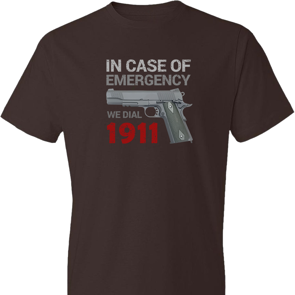 In Case of Emergency We Dial 1911 Pro Gun Men's T-Shirt - Chocolate