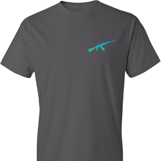 AK-47 AKM Rifle Silhouette Firearm Pro Gun Men's Tshirt - Grey