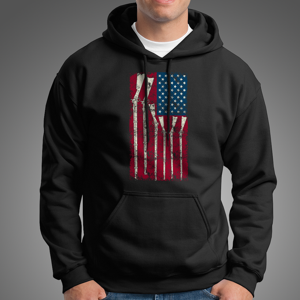 American Flag with Guns - 2nd Amendment Men's Hoodie - Black