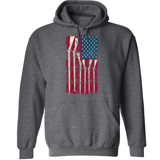 American Flag with Guns - 2nd Amendment Men's Hoodie - Dark Heather