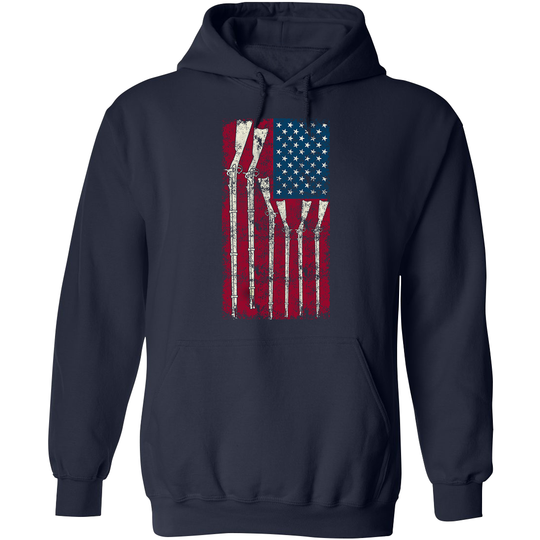 American Flag with Guns - 2nd Amendment Men's Hoodie - Navy