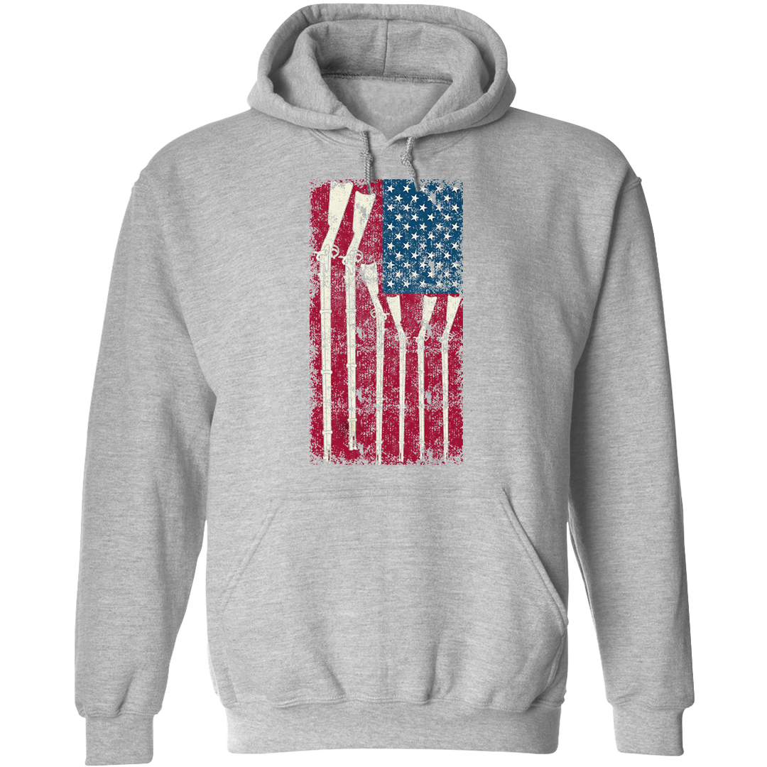 American Flag with Guns - 2nd Amendment Men's Hoodie - Sports Grey