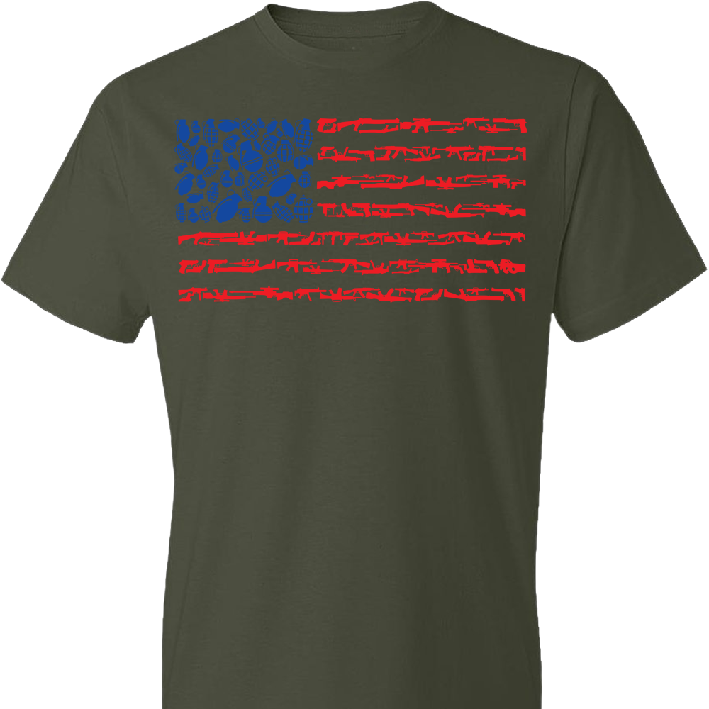American Flag Made of Guns 2nd Amendment Men’s Tee - City Green