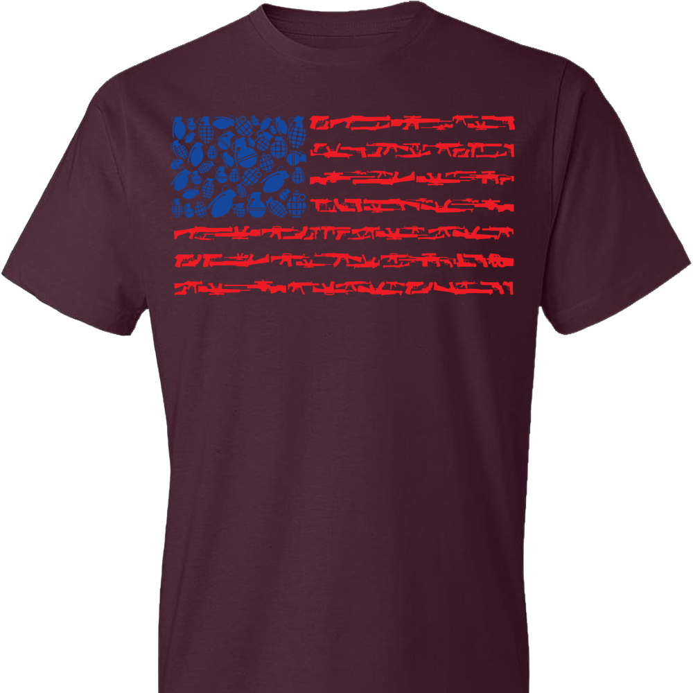 American Flag Made of Guns 2nd Amendment Men’s Tee - Maroon