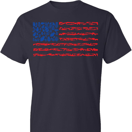American Flag Made of Guns 2nd Amendment Men’s Tee - Navy