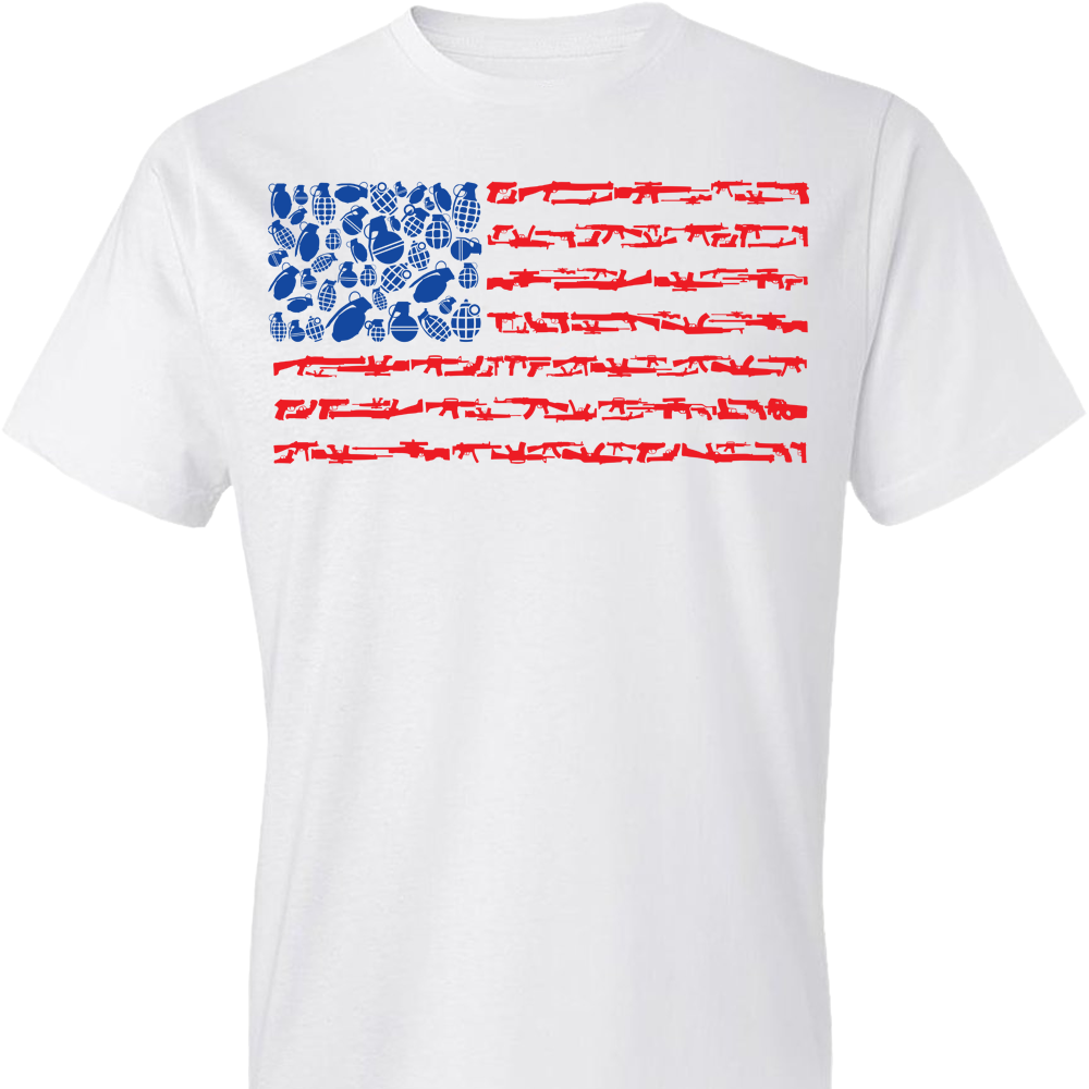 American Flag Made of Guns 2nd Amendment Men’s Tee - White