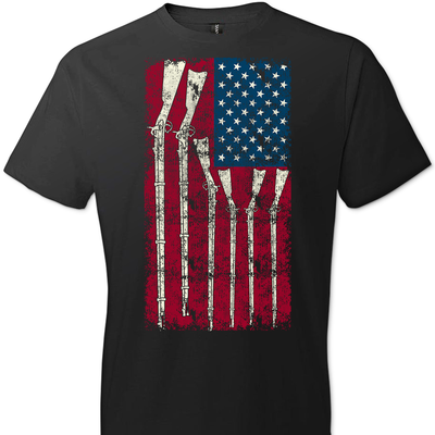 American Flag with Guns - 2nd Amendment Men's T Shirts - Black
