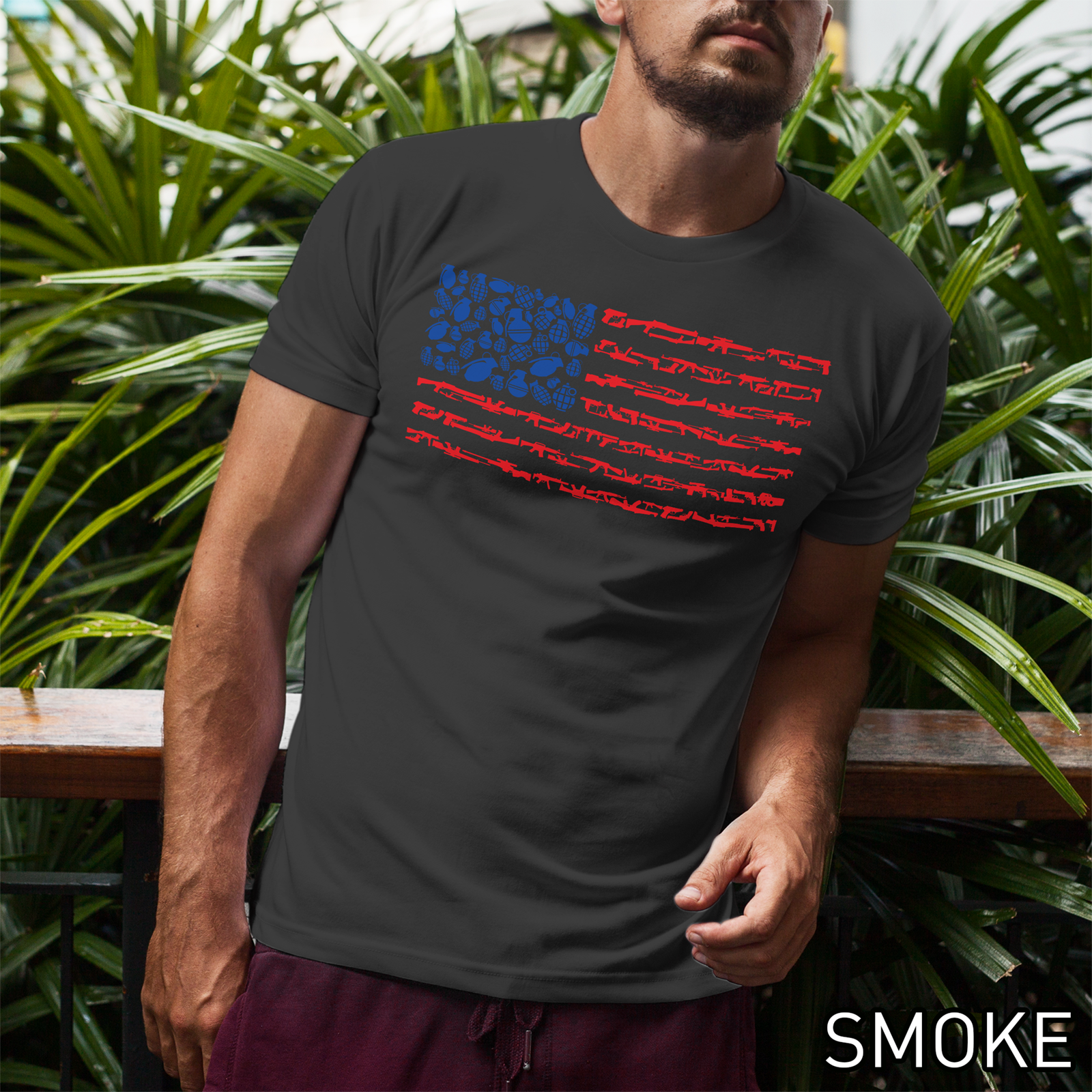 American flag sales gun t shirt