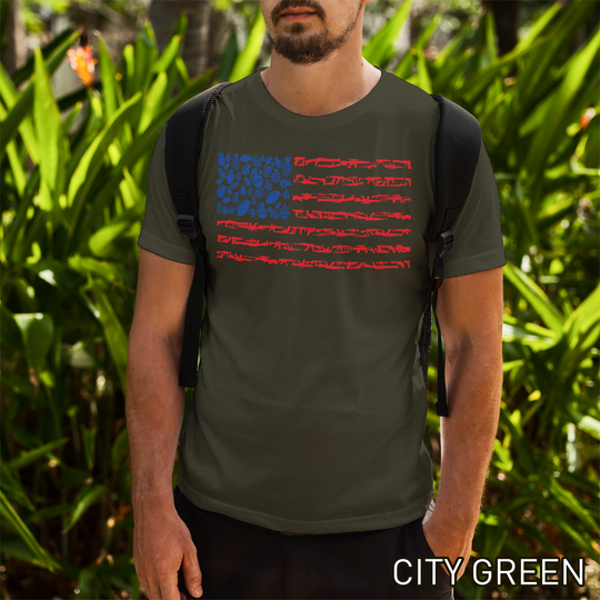 American Flag Made of Guns 2nd Amendment Men’s Tee - City Green