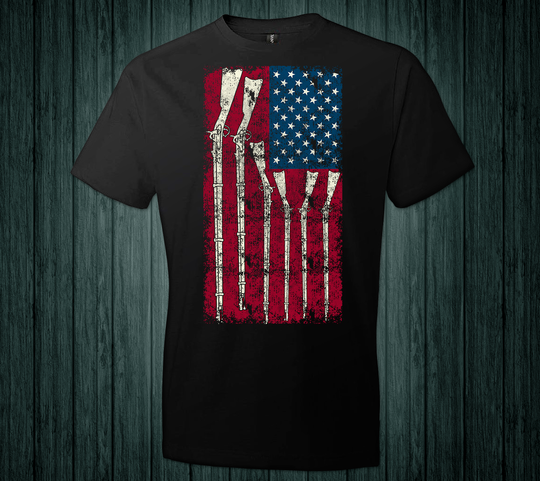 American Flag with Guns - 2nd Amendment Men's T Shirts - Black