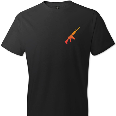 AR-15 Rifle Silhouette Firearm Men's T-Shirt -  Black