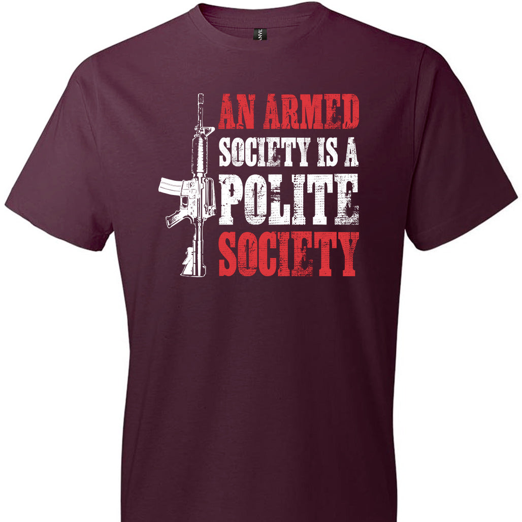 An Armed Society is a Polite Society - Shooting Clothing Men's Tshirt - Maroon