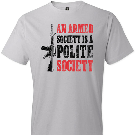 An Armed Society is a Polite Society - Shooting Clothing Men's Tshirt - Light Grey