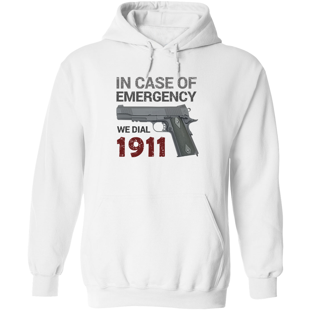 In Case of Emergency We Dial 1911 Pro Gun Мen's Hoodie - White