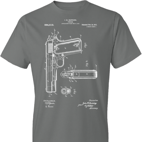 Colt Browning 1911 Handgun Patent Men's Tshirt - Storm Grey