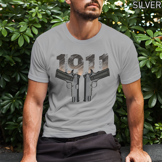 Colt 1911 Handgun - 2nd Amendment Men's Tee - Silver