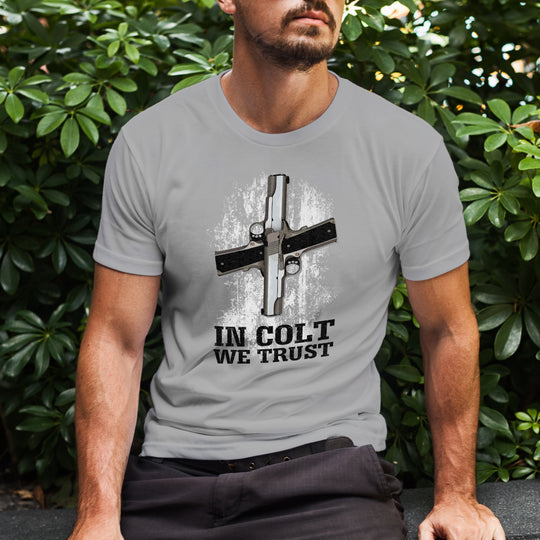 In Colt We Trust - Men's Pro Gun Clothing - Light Grey T-Shirt